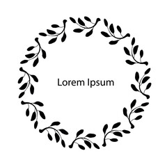Floral frame monochrome background Lorem Ipsum stock vector illustration for web, for print