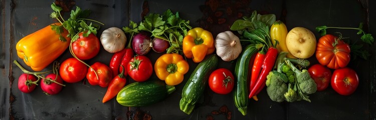 Vibrant Vegetable Medley, Colorful Vegetables on a dark Background