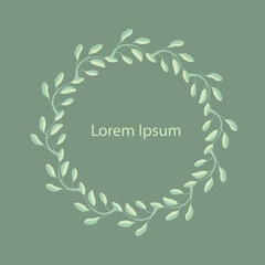 Floral circle leaves frame stock vector illustration Lorem Ipsum flat design stock vector illustration for web, for print