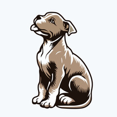 Fototapeta premium Pitbull sitting and looking up illustration Vector 