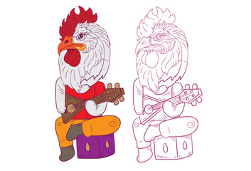 cute animal doodle illustration for coloring page drawing book