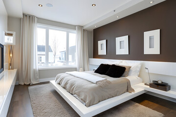 white and brown bedroom interior design