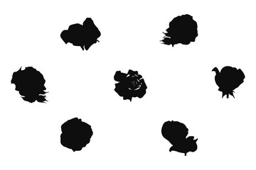 Vector illustration of Rose silhouettes  hand drawn wreaths. Cute doodle floral decoration frame set. vector art, Icons, black color isolated on white background. Logo, wallpaper.