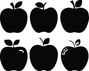 Set of vector logo apple silhouettes