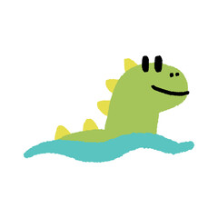 Playful Green Cartoon dinosaur Illustration