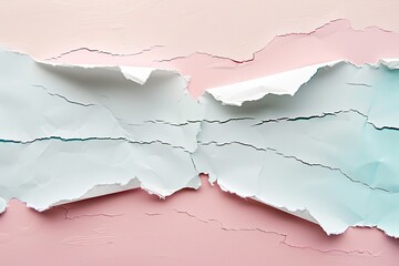 torn white paper on a pastel colored background 