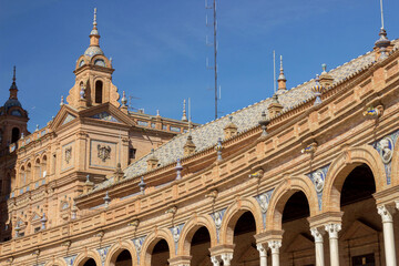 architecture at Spanish square in Seville, Spain - 749424562