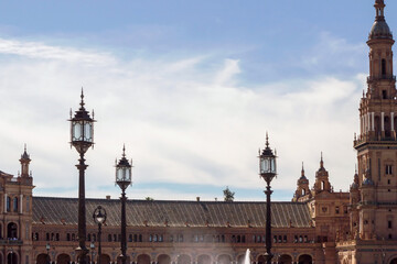 architecture at Spanish square in Seville, Spain - 749424798