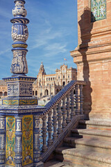 architecture at Spanish square in Seville, Spain - 749424989