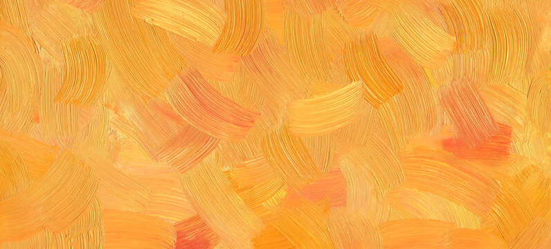 Orange oil paint brush strokes texture as abstract background for textured wallpaper,pattern, art print, etc