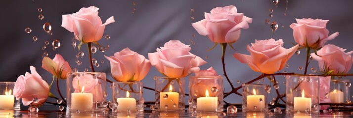 Pink Roses On White Background Flat, with lights, light black and yellow, Background HD, Illustrations