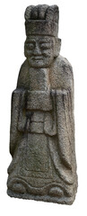 Fototapeta na wymiar A stone statue standing near a tomb in Korea