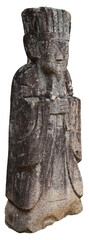A stone statue standing near a tomb in Korea
