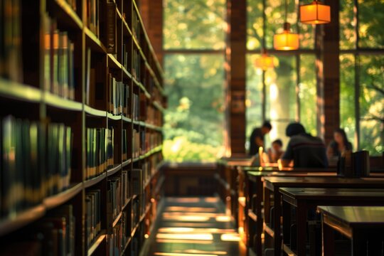 Rows of bookshelves filled to the brim with a vast collection of books, showcasing a world of endless learning and exploration