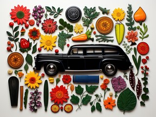 car with flowers