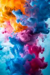 Foto op Canvas Abstract imagination dream colors vibrant wallpaper texture fractal vivid saturated background hal,Abstract acrylic drop in water , The Space And Sea Come Alive With Vibrant Bursts Of Foamy Color   © sania