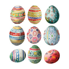 watercolor set of easter eggs
