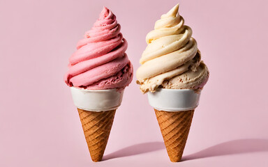 A group of ice cream cones with different flavors on them

