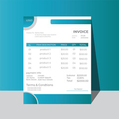 Minimal blue invoice template vector design.