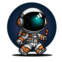 cute astronaut cartoon street art vector
