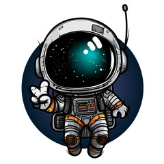 cute astronaut cartoon street art vector