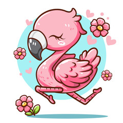 Cute cartoon shibi flamingo character