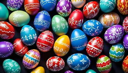Fototapeta na wymiar Colorful painted easter eggs macro background