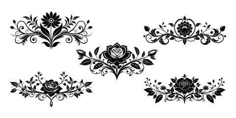 Black floral dividers for vintage page decor