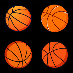Vector basketball set on dark backdrop
