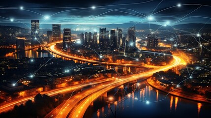 Fototapeta na wymiar Digital Connection and Internet in Smart City