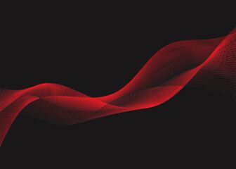 Abstract red and black color wavy line background design.