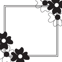Abstract black and white flower frame background design.