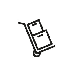 box icon using a trolley, icon for shipping or warehouse instructions. vector eps 10