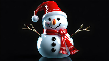 a Christmas snowman on a black background. snowman on a black background.
