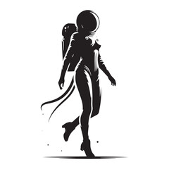 Astronaut Silhouette Showcase - Unveiling the Galactic Elegance through Astronaut Illustration - Astronaut Vector, Space Silhouette
