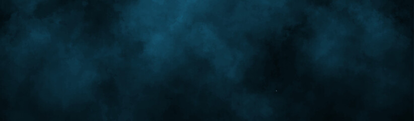 Abstract background with blue paper texture and blue watercolor painting background. smoke fog or clouds in center with dark border grunge design. black and blue grunge watercolor background.