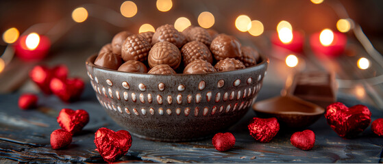 sweet treat - chocolates, truffles, fresh berries. image for advertising banner, postcards, packaging