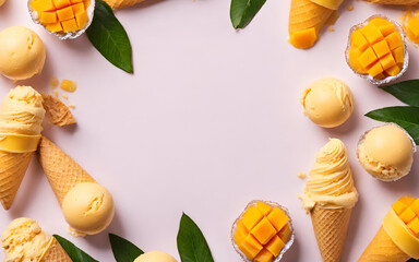 Concept of summer food ice cream space for text
 - obrazy, fototapety, plakaty
