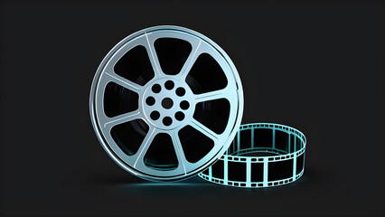 Obraz premium film reel on a black background. cinema reel icon isolated on a black background.