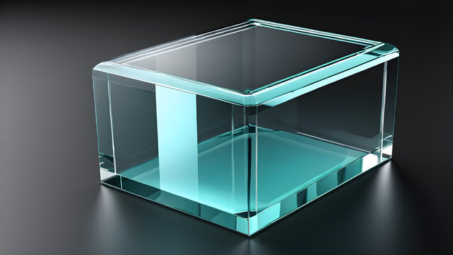 glassy block, glassy cube. abstract 3d cube
