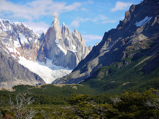 Chilean Patagonia Andes mountains in sunrise light