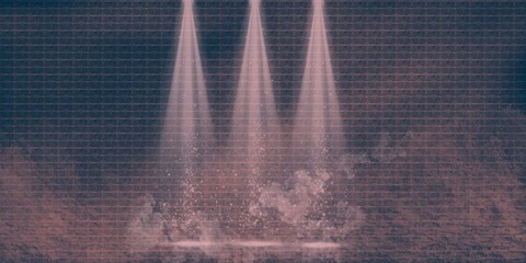 fountain at night pink mixed the studio art background concrete bricks effect background immersive...