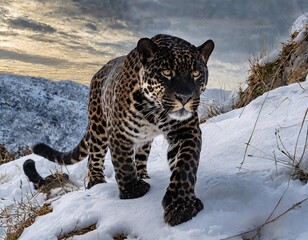 Close-up of a melanistic jaguar - Generative Ai