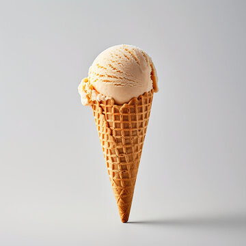 Apricot ice cream isolated on a clean background - ice cream, cone, waffle cone 