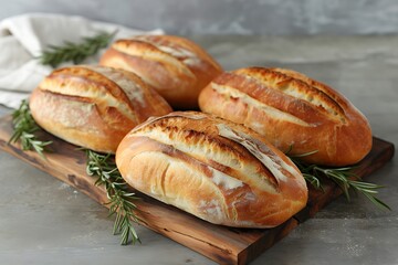 : "Golden Artisan Sourdough Bread Loaves - Freshly Baked Delight in Stock Image"