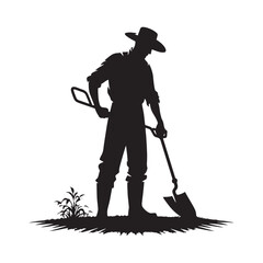 Farmer Silhouette Extravaganza - Harvesting the Essence of Agriculture with Farmer Vector - Farmer Illustration

