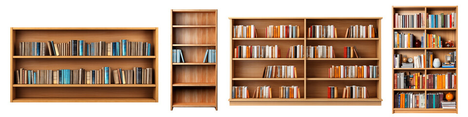 Bookshelf isolated on transparent background.