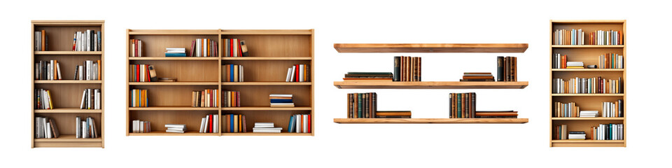 Bookshelf isolated on transparent background.