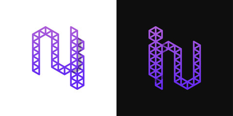 Letters IN and NI Polygon Logo, suitable for business related to polygon with IN or NI initials