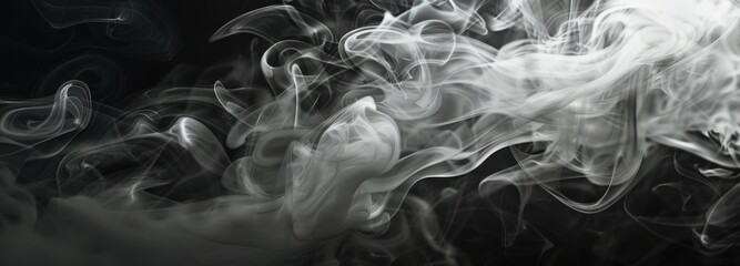 Monochromatic photo capturing billowing smoke rising upwards in a stylized artistic presentation.